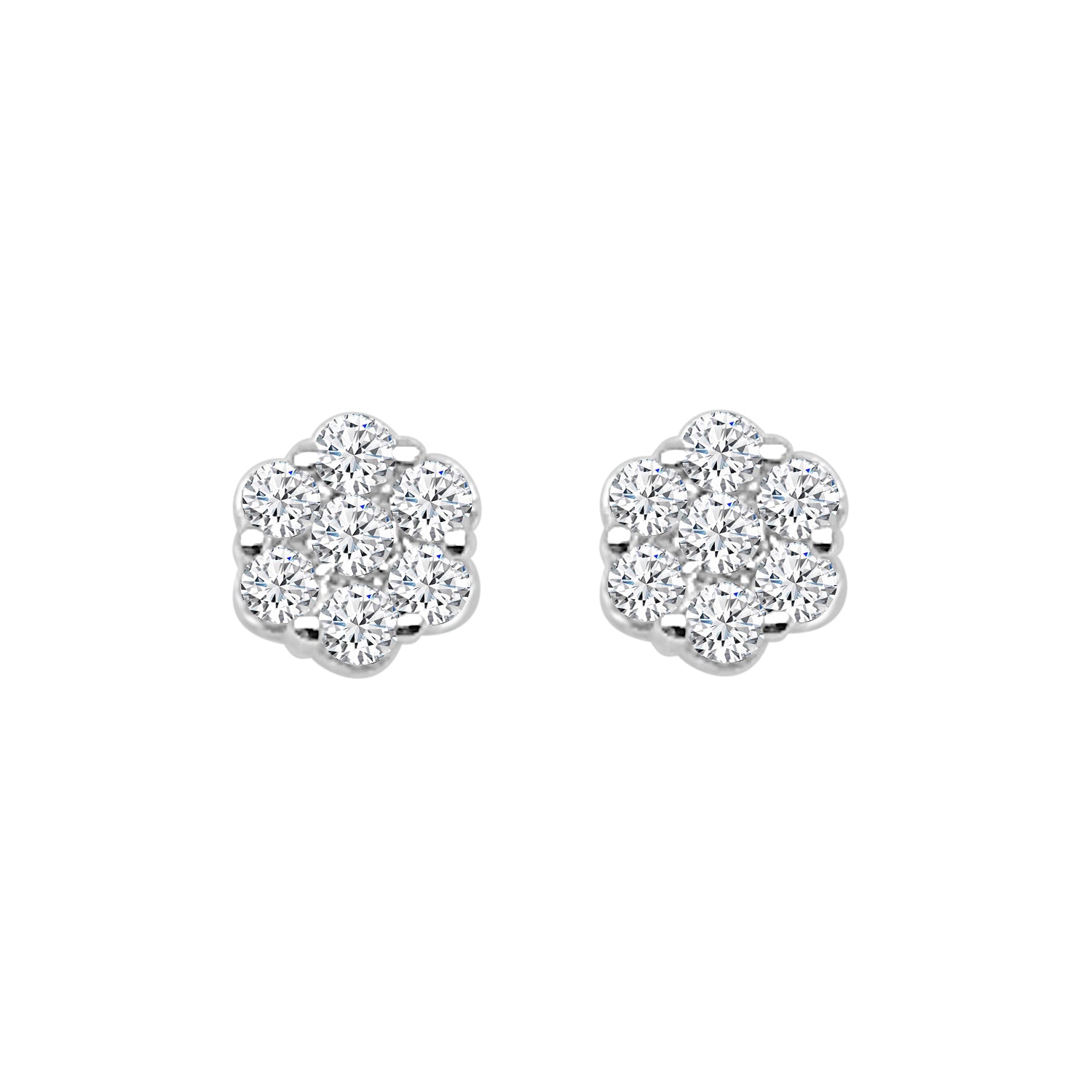 Cluster Diamond Earrings in 10 Karat White Gold - 0.25 Carats
