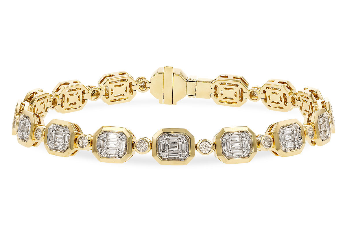 14K Yellow Gold Baguette Diamond Tennis Bracelet with 1.02 Carats Natural Diamonds