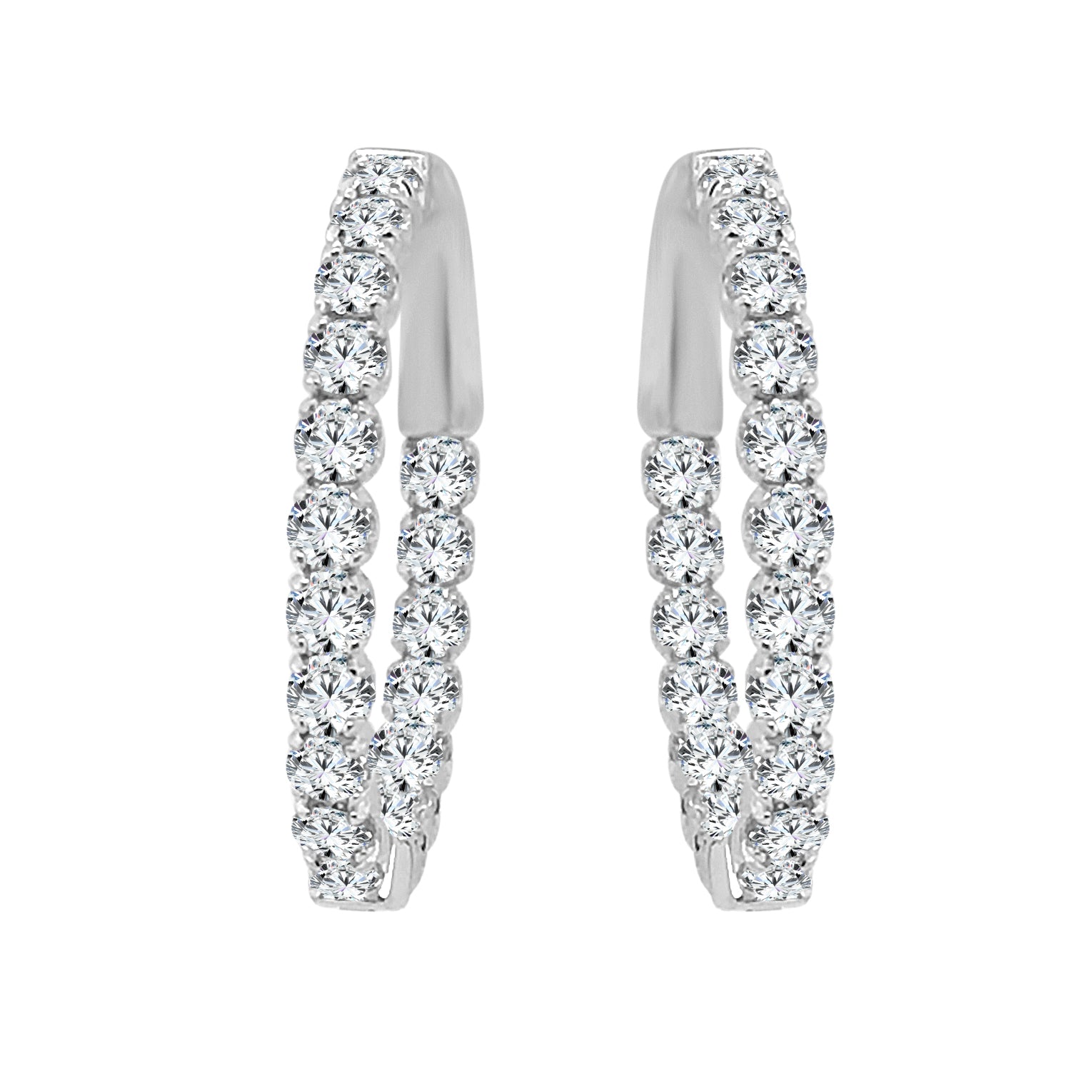 Inside Out 14 Karat White Gold Earrings with 1.96 Carat Natural Diamond