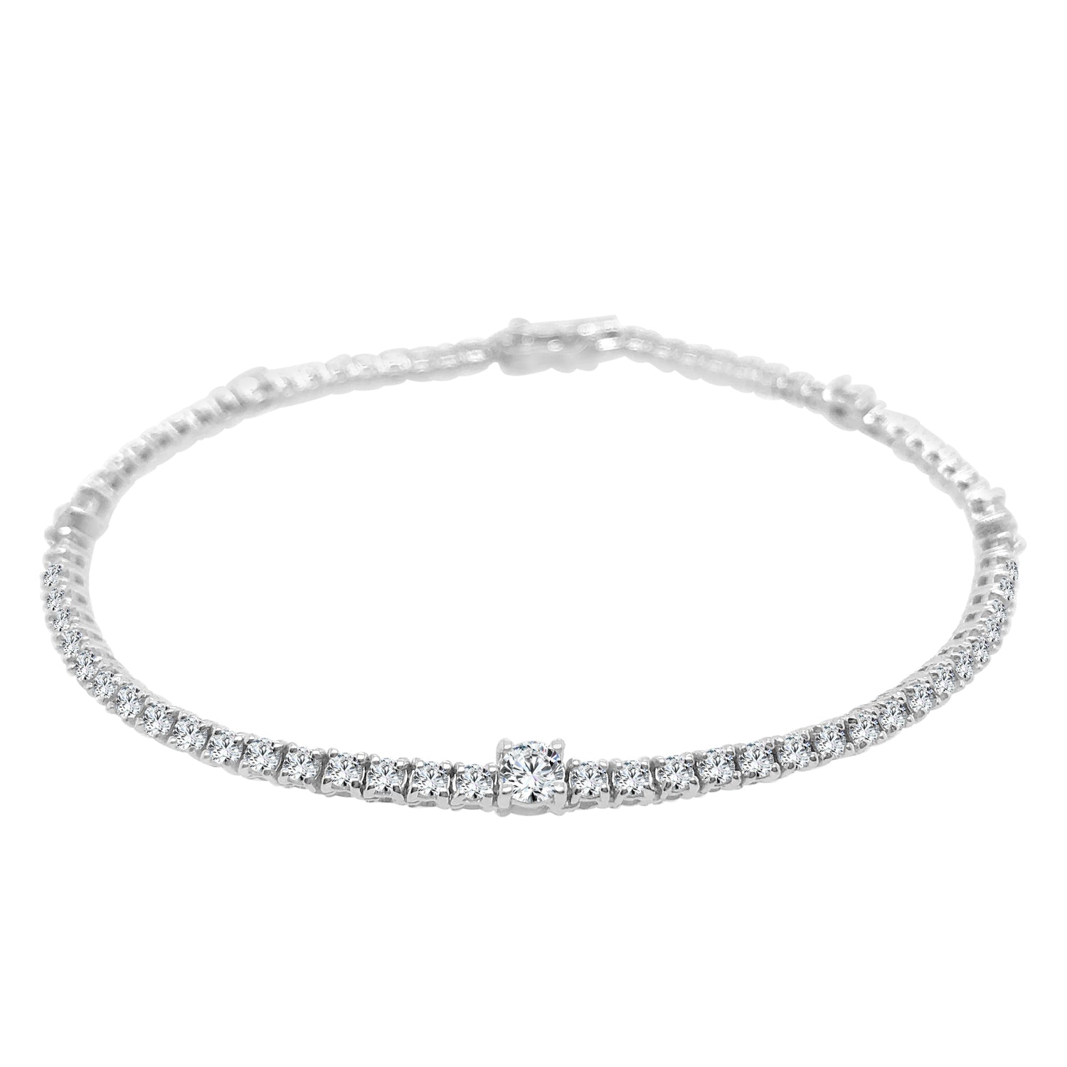 Stationed 14 Karat White Gold Bracelet with Natural Diamond (2.40 ct)