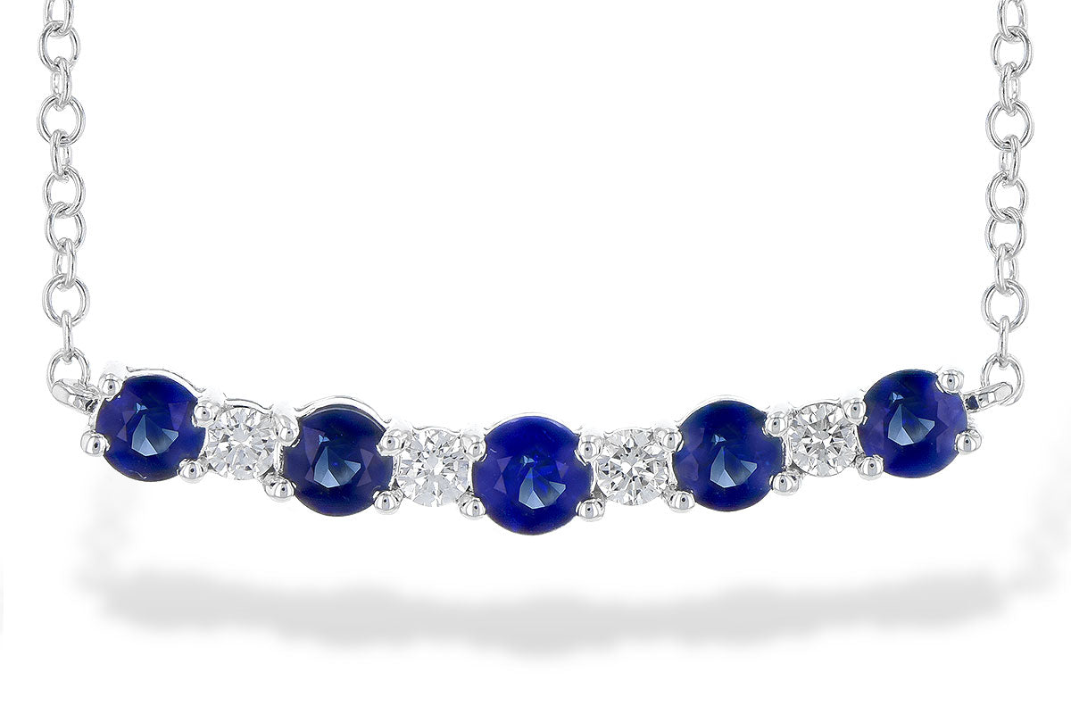 14 Karat White Gold Stacking Blue Sapphire Necklace - 0.58 Carat