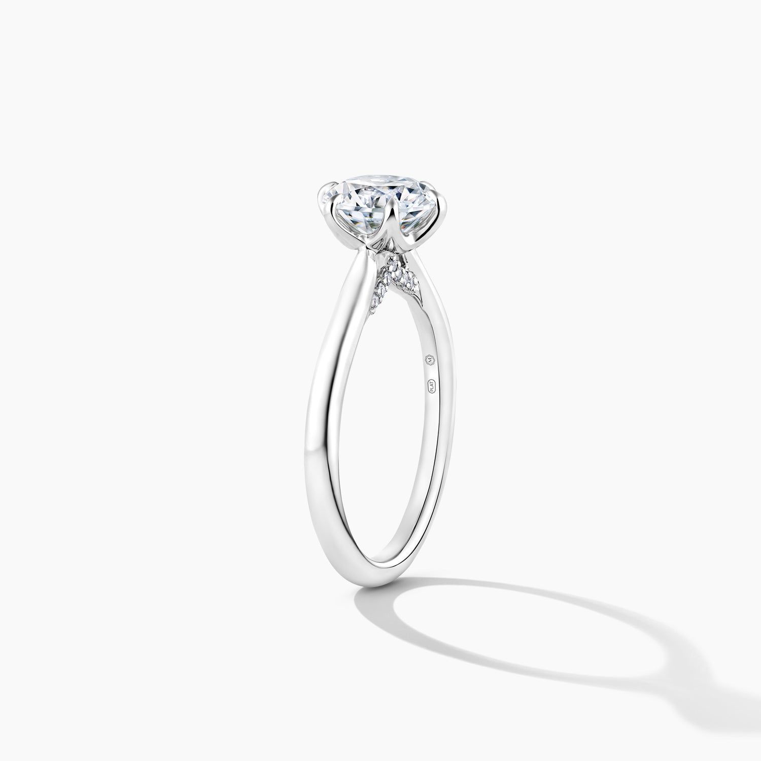 Platinum Hidden Halo Solitaire Engagement Mounting with Round Brilliant Cut Diamond