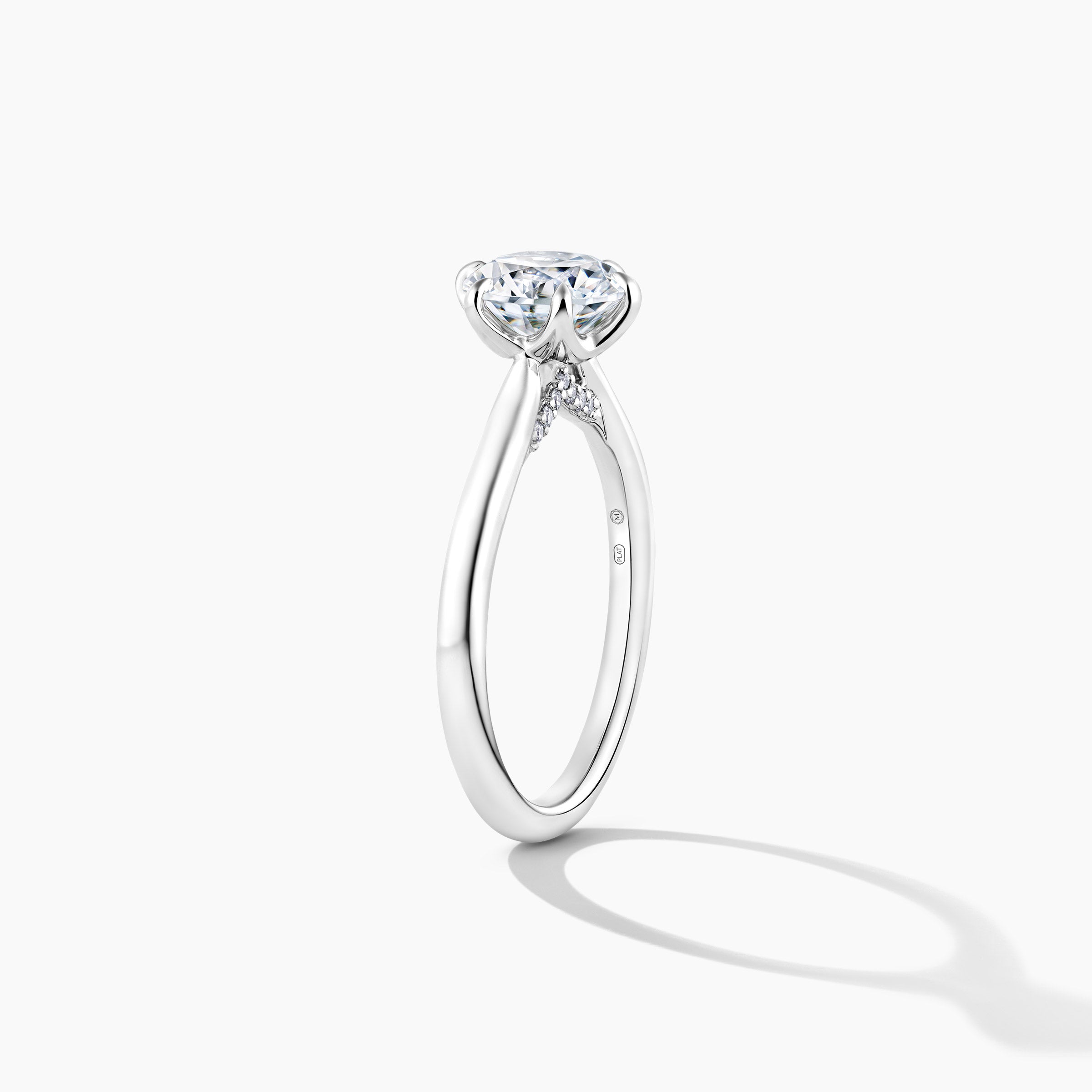 Platinum Hidden Halo Solitaire Engagement Mounting with Round Brilliant Cut Diamond