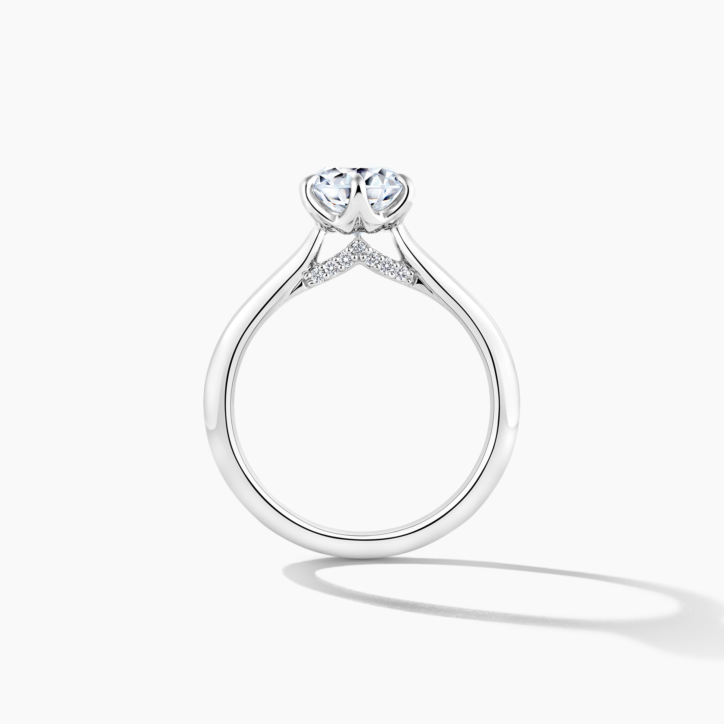 Platinum Hidden Halo Solitaire Engagement Mounting with Round Brilliant Cut Diamond