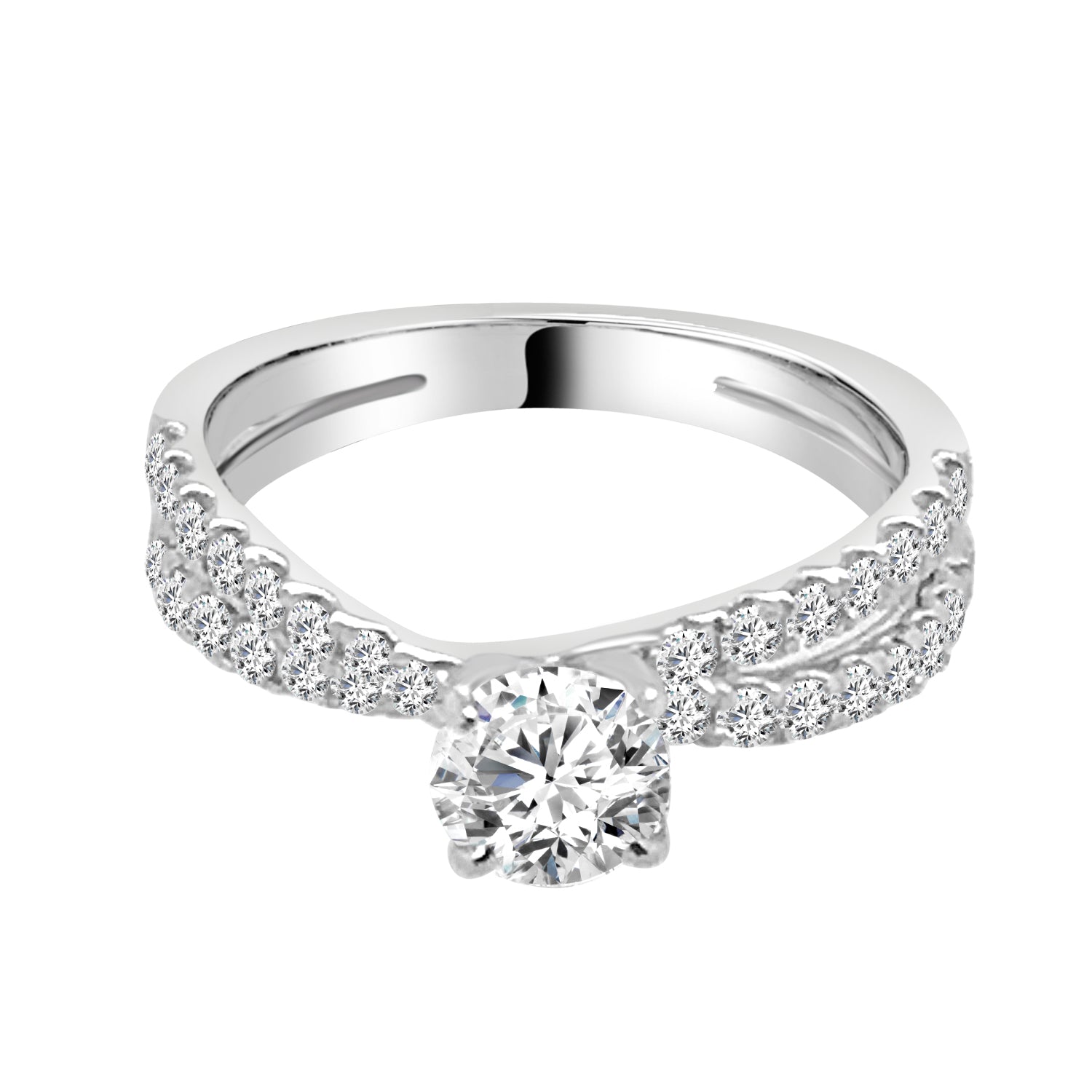 Natural Diamond Bypass Engagement Ring in Platinum with Round 0.71 Carat