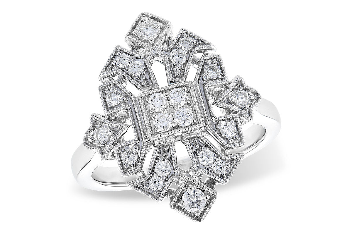Vintage 14 Karat White Gold Ring with Natural Diamond - Round Shape, 0.40 Carat