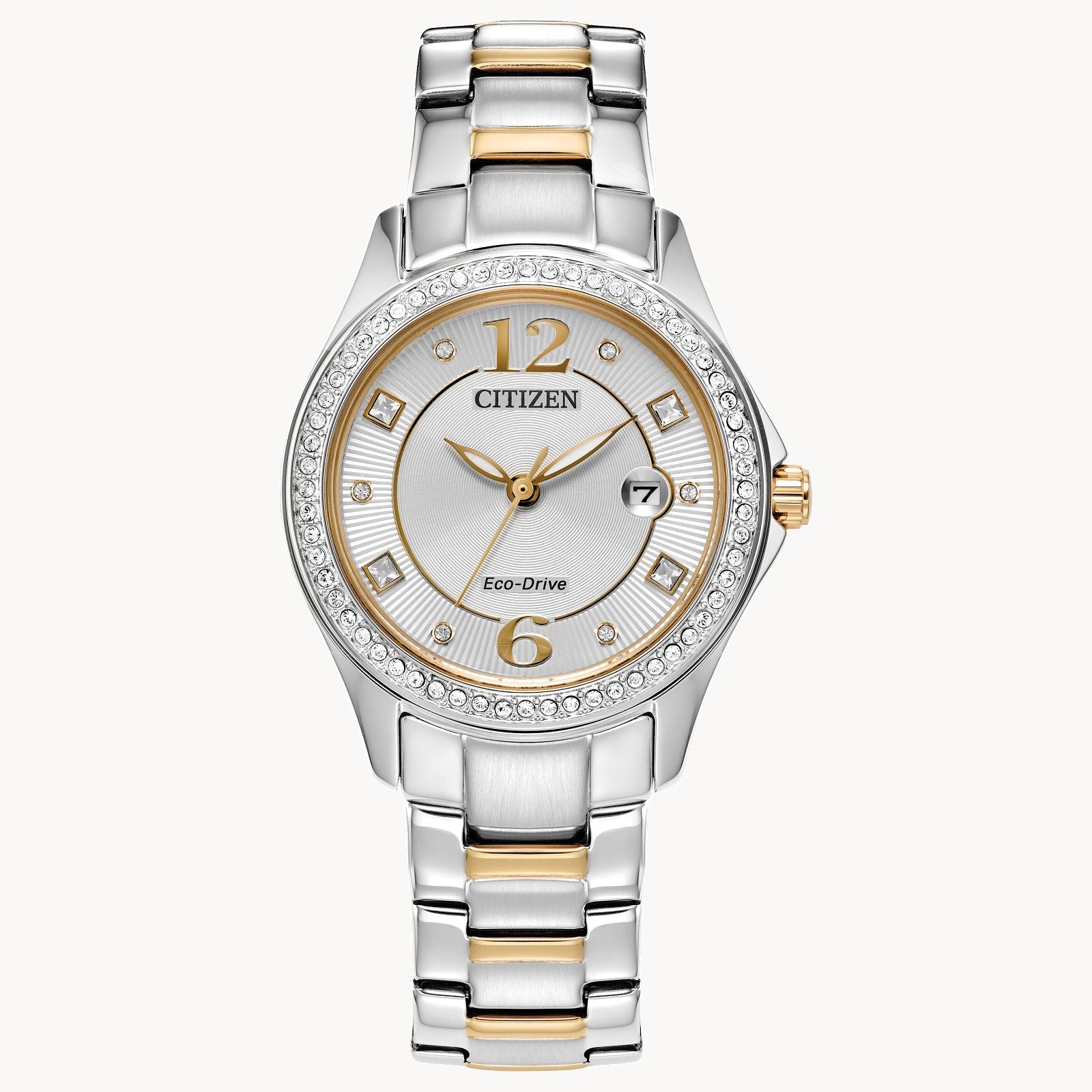 Citizen Ladies Stainless Steel Watch with Crystal Bezel Date Feature