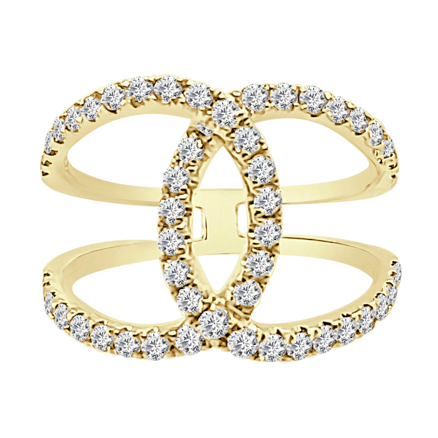 Intertwined 14 Karat Yellow Gold Diamond Ring - 0.99 Carat Natural Diamond