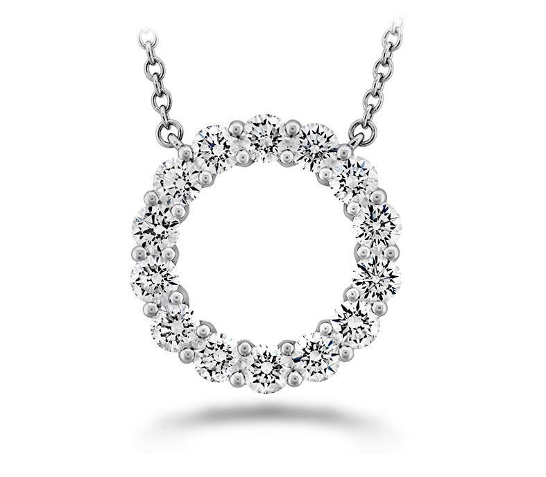 18 Karat White Gold Diamond Circle Necklace with 1.08 Carat Natural Diamond