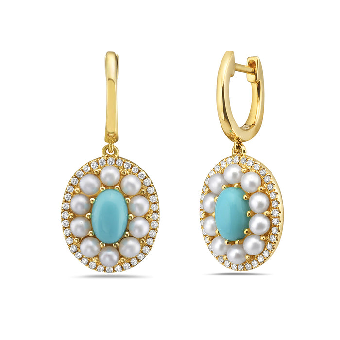 14 Karat Yellow Gold Pearl Earrings - 1.40 Carat