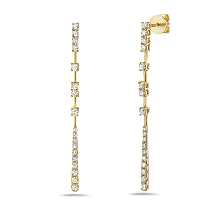 14K Yellow Gold Earrings with Natural Diamond 0.90 Carat