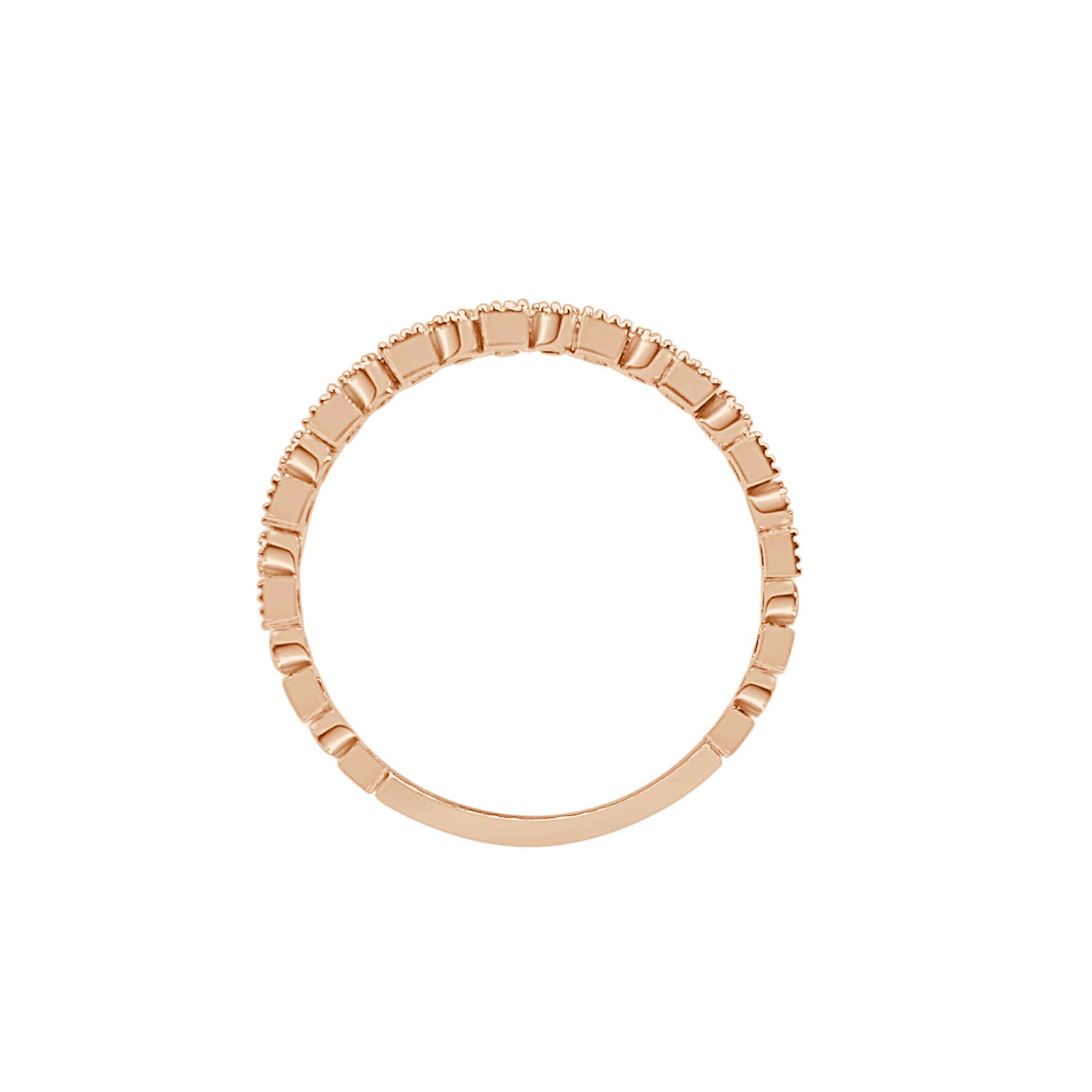 Sure! How about 18K Rose Gold Natural Diamond Wedding Band with Milgrain Detail - 0.09 Carat?