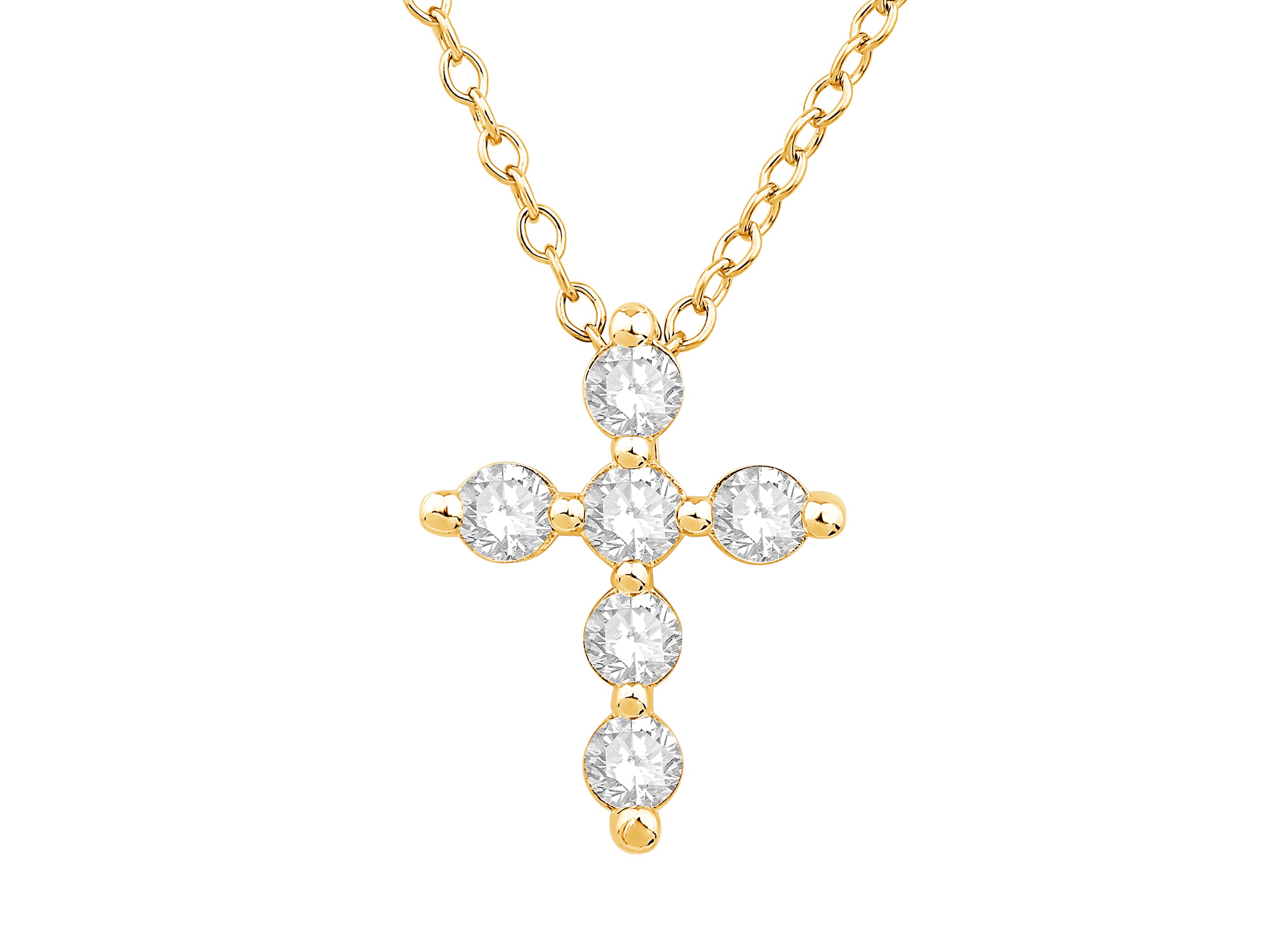 Small Bubble Natural Diamond Necklace in 10 Karat Yellow Gold, 0.33 carats