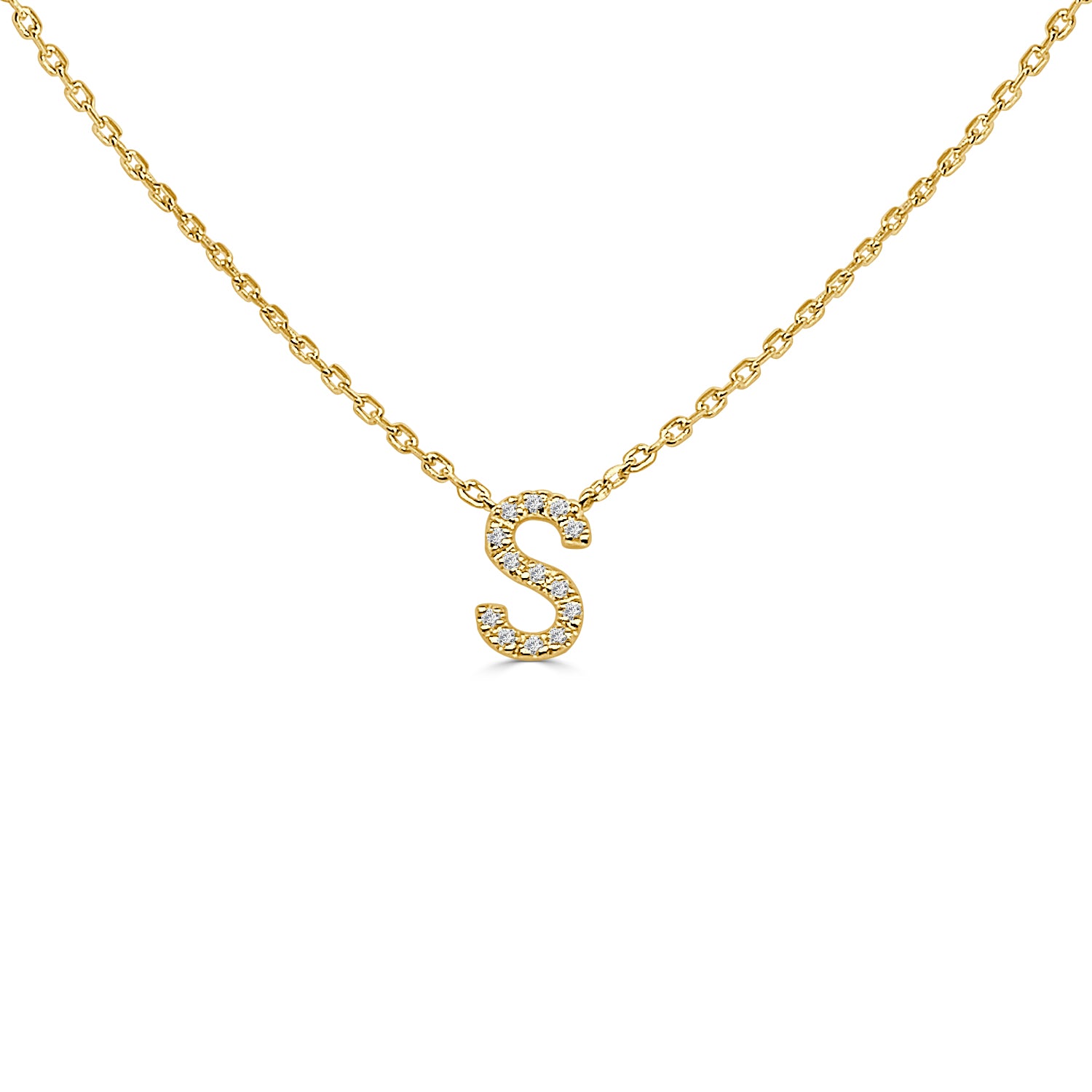 Dazzling Diamond Initial S Necklace in Gold Plated Sterling Silver with Natural Diamond Accent - 0.04 Carats