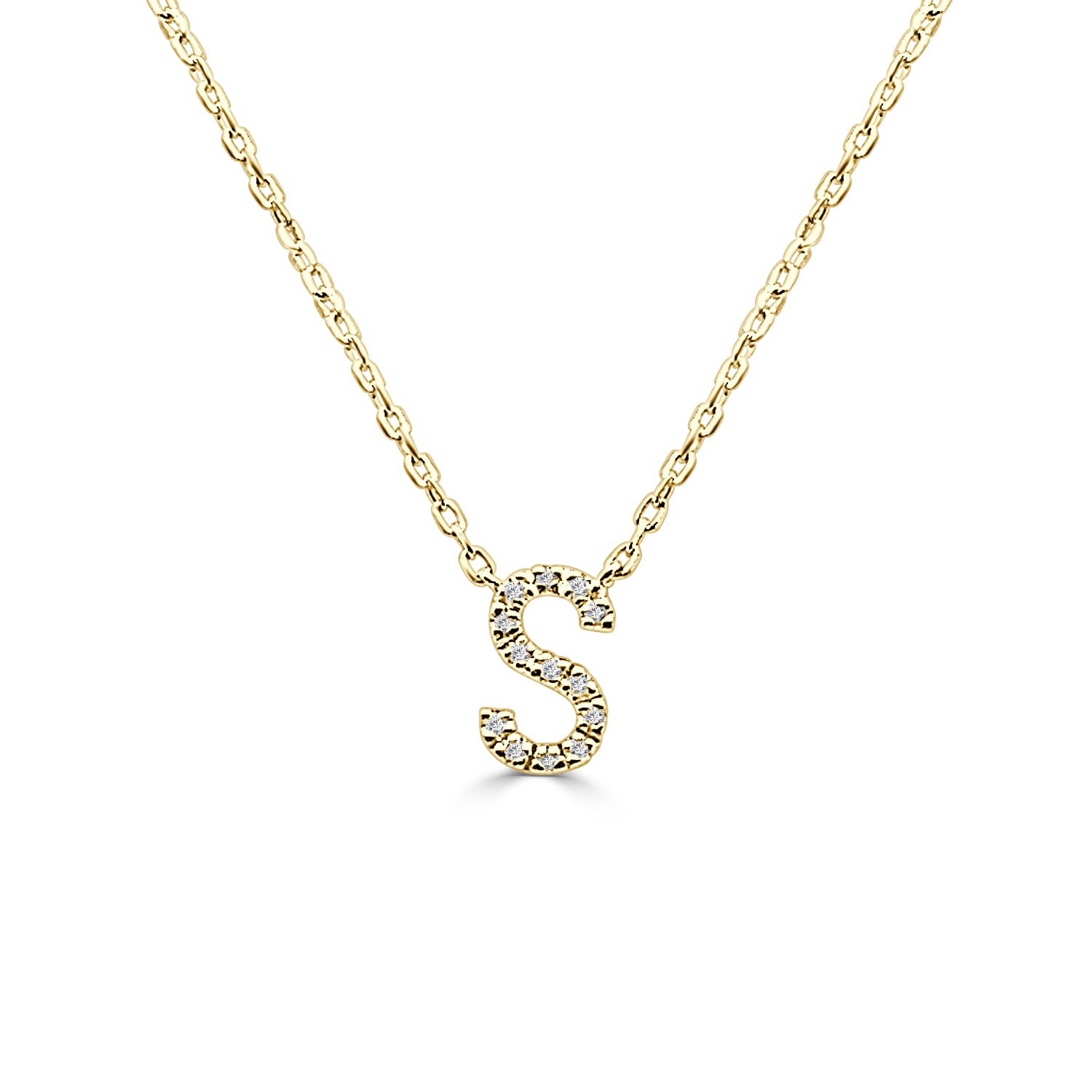 Dazzling Diamond Initial S Necklace in Gold Plated Sterling Silver with Natural Diamond Accent - 0.04 Carats