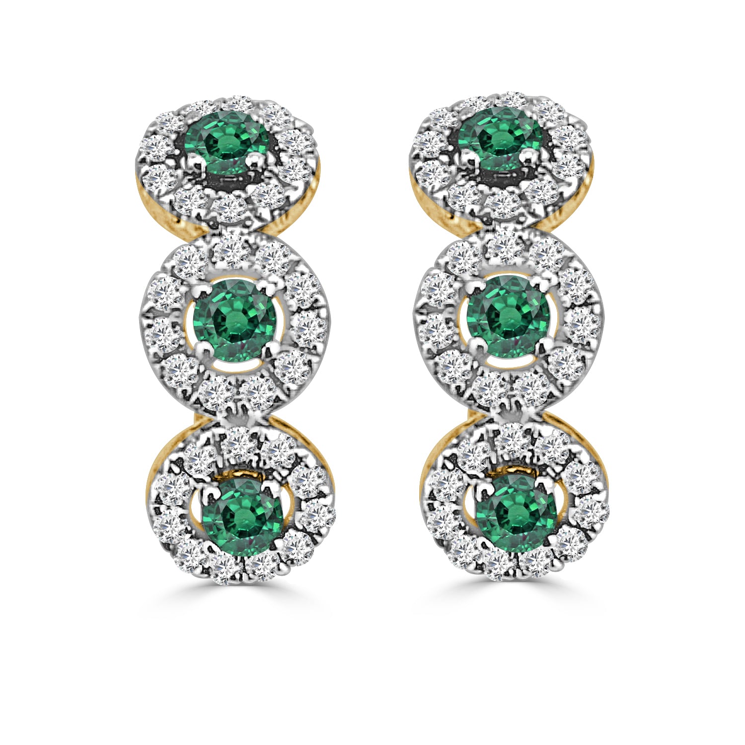 14 Karat Yellow Gold Emerald Earrings - 0.49 Carats