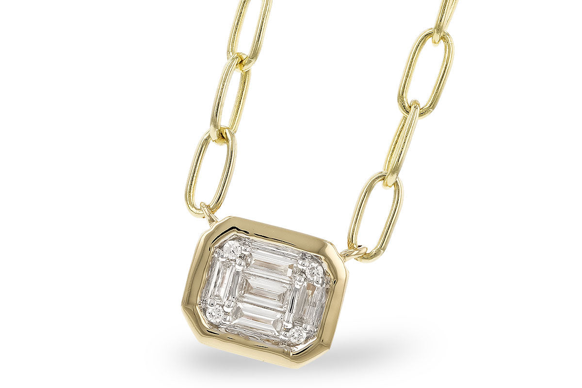 Baguette Diamond Mosaic Necklace in 14 Karat Yellow Gold - 0.12 Carats