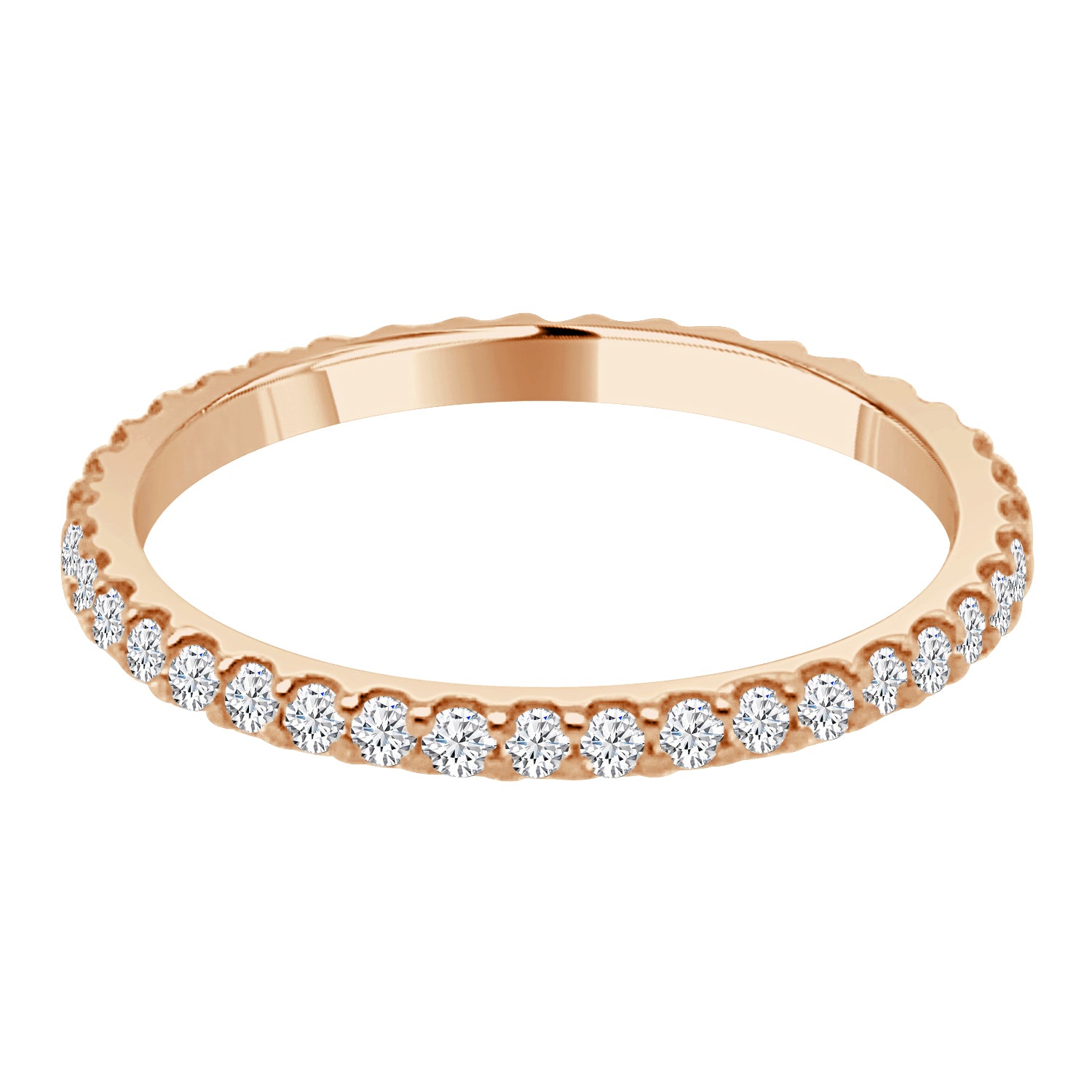 14 Karat Rose Gold Wedding Band with Natural Diamond, 0.50 Carat