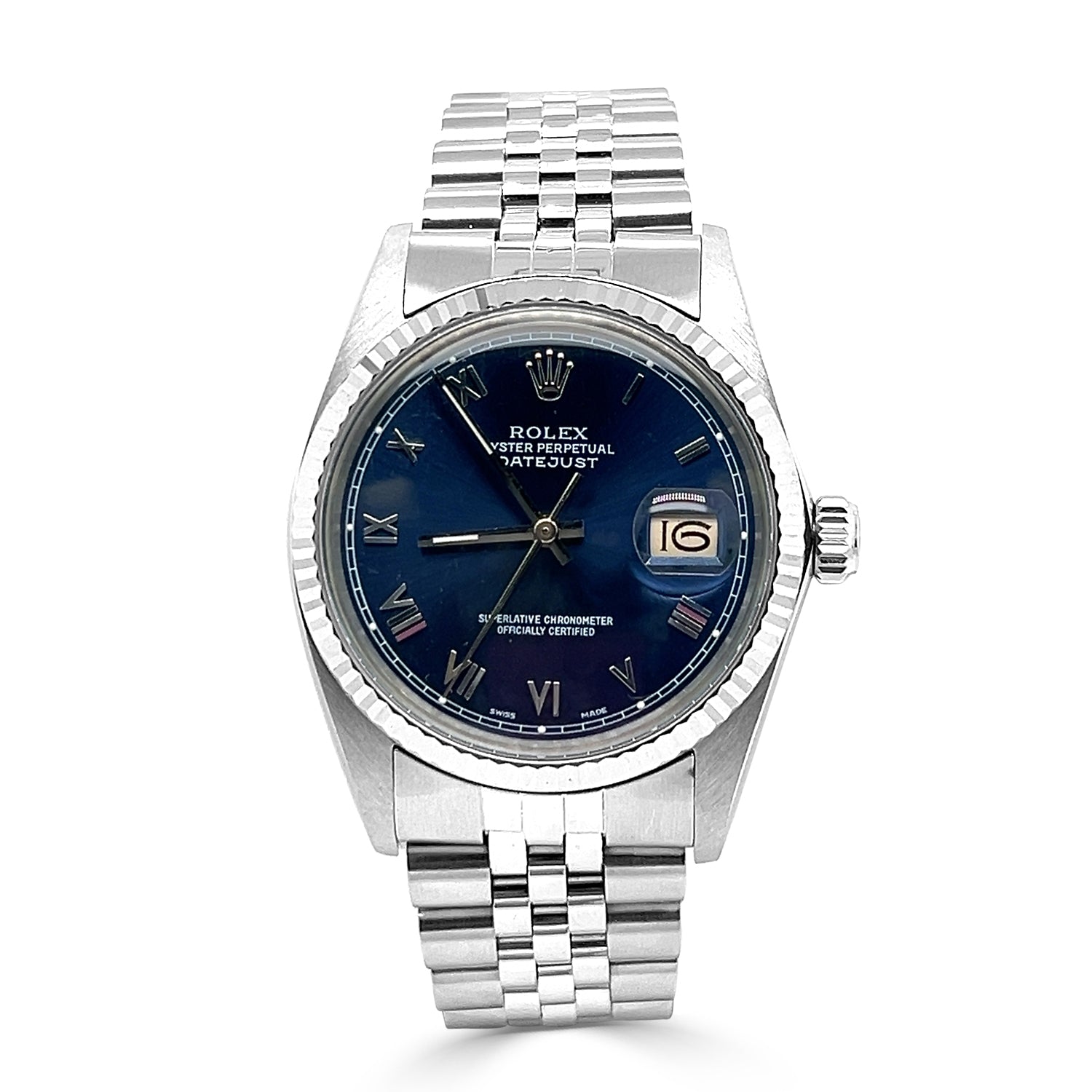 Rolex Datejust 16014 Blue Roman Dial Watch