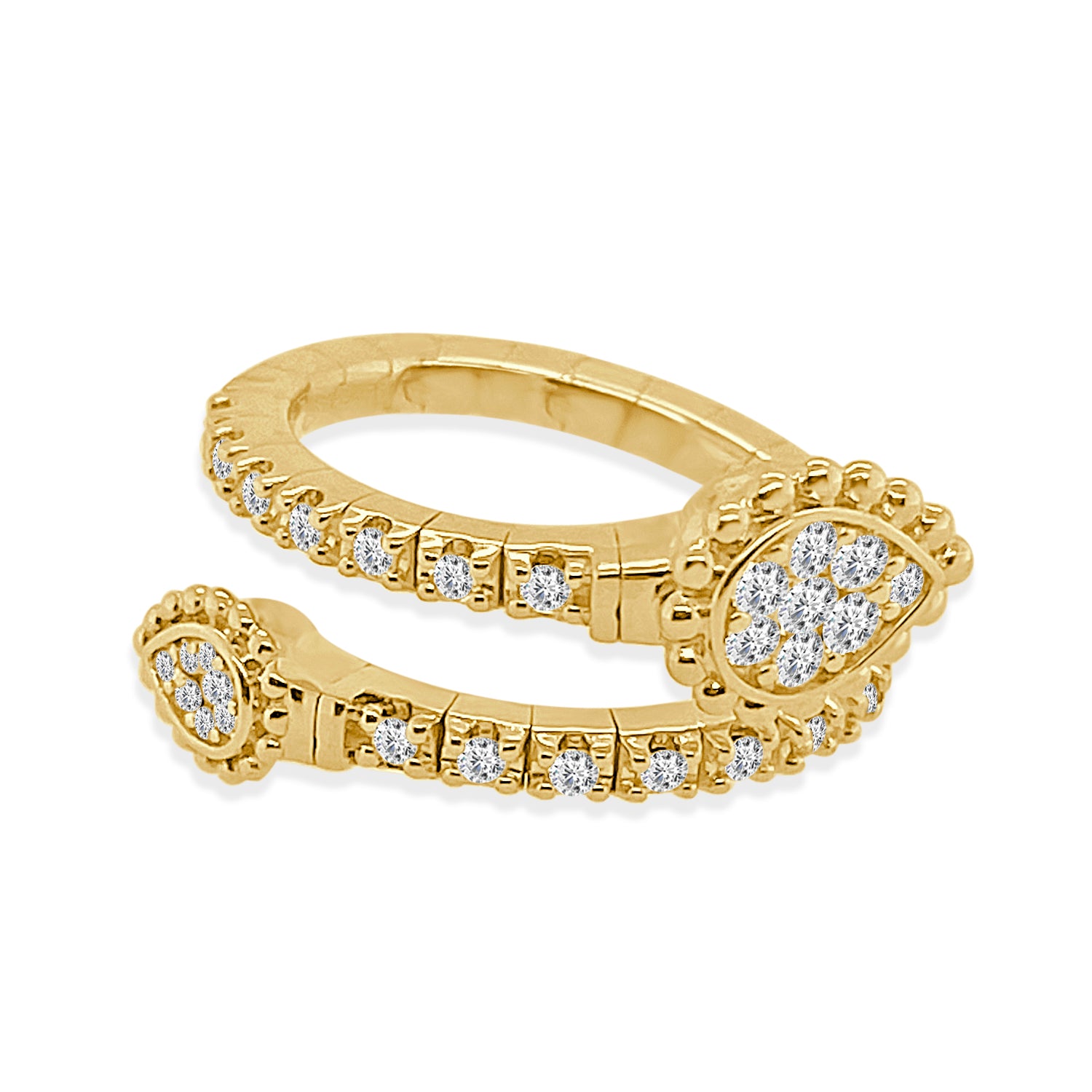 18K Yellow Gold Pear Shape Open Flex Ring with 0.31ct Natural Diamond