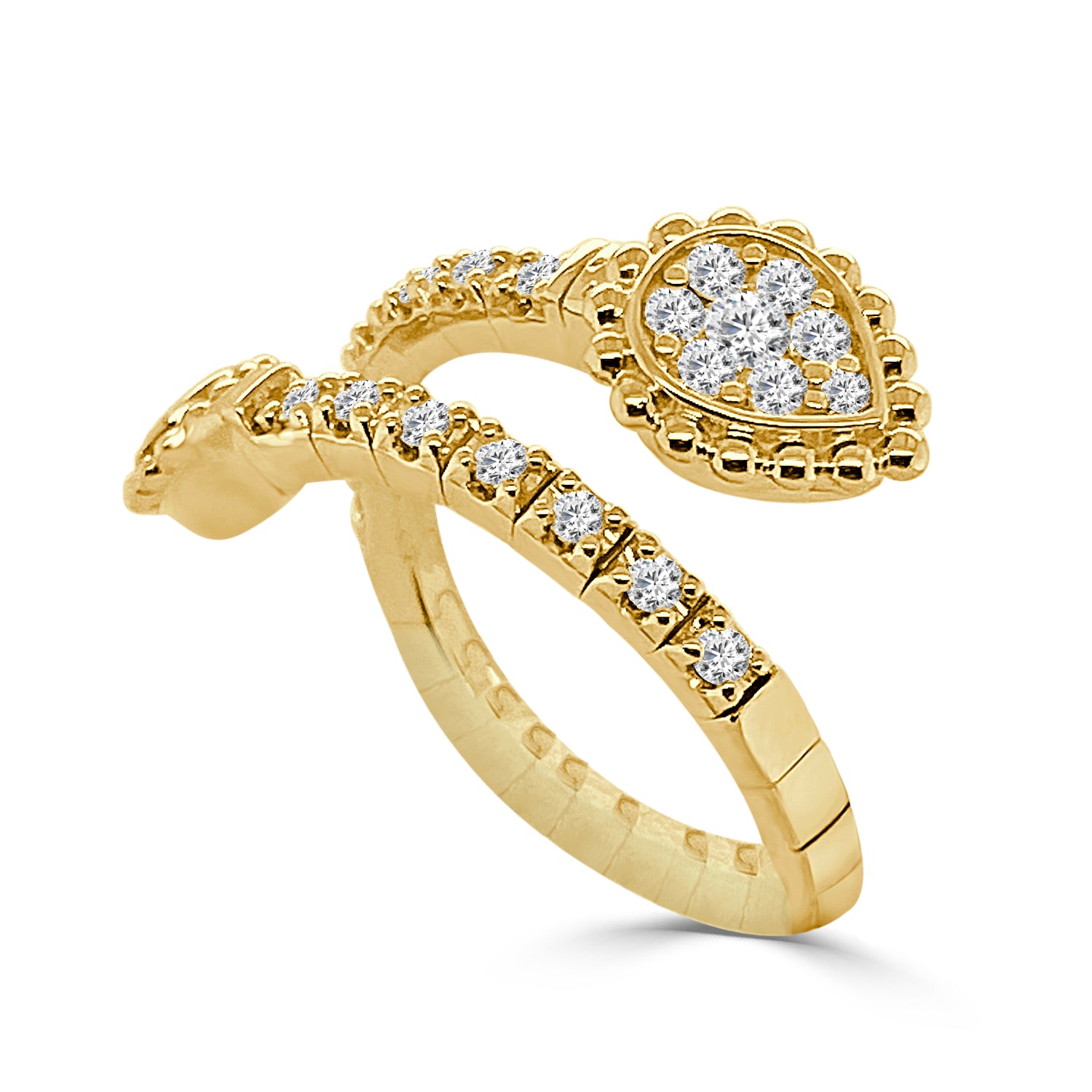 18K Yellow Gold Pear Shape Open Flex Ring with 0.31ct Natural Diamond