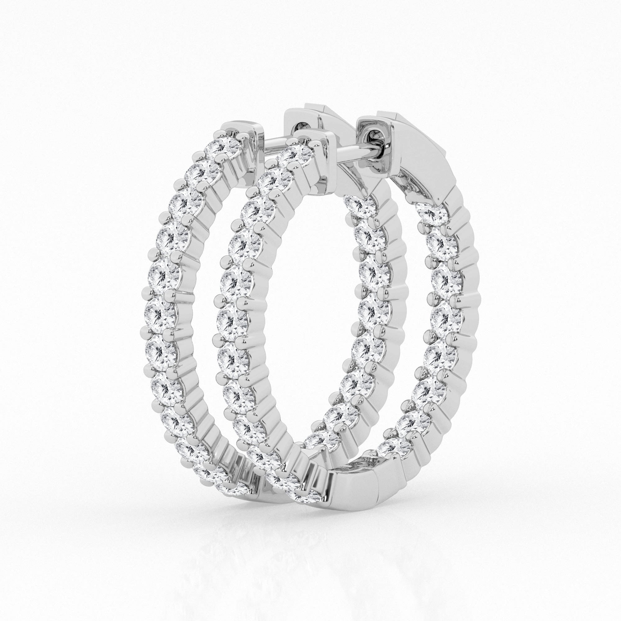 Inside Out 14 Karat White Gold Earrings with 2.00 Carat Lab Diamond