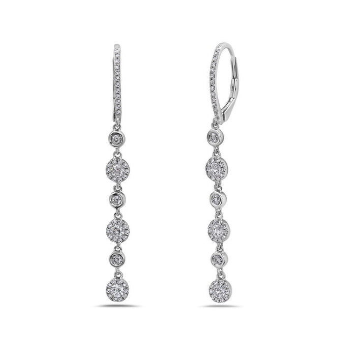 0.71 Carat Natural Diamond Earrings in 14 Karat White Gold