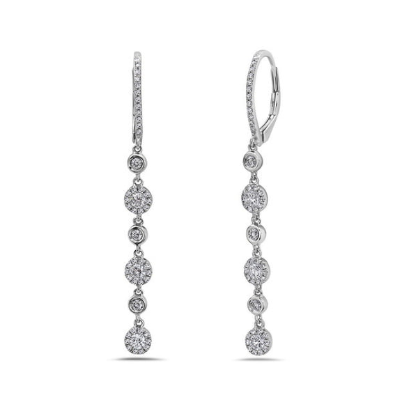 0.71 Carat Natural Diamond Earrings in 14 Karat White Gold