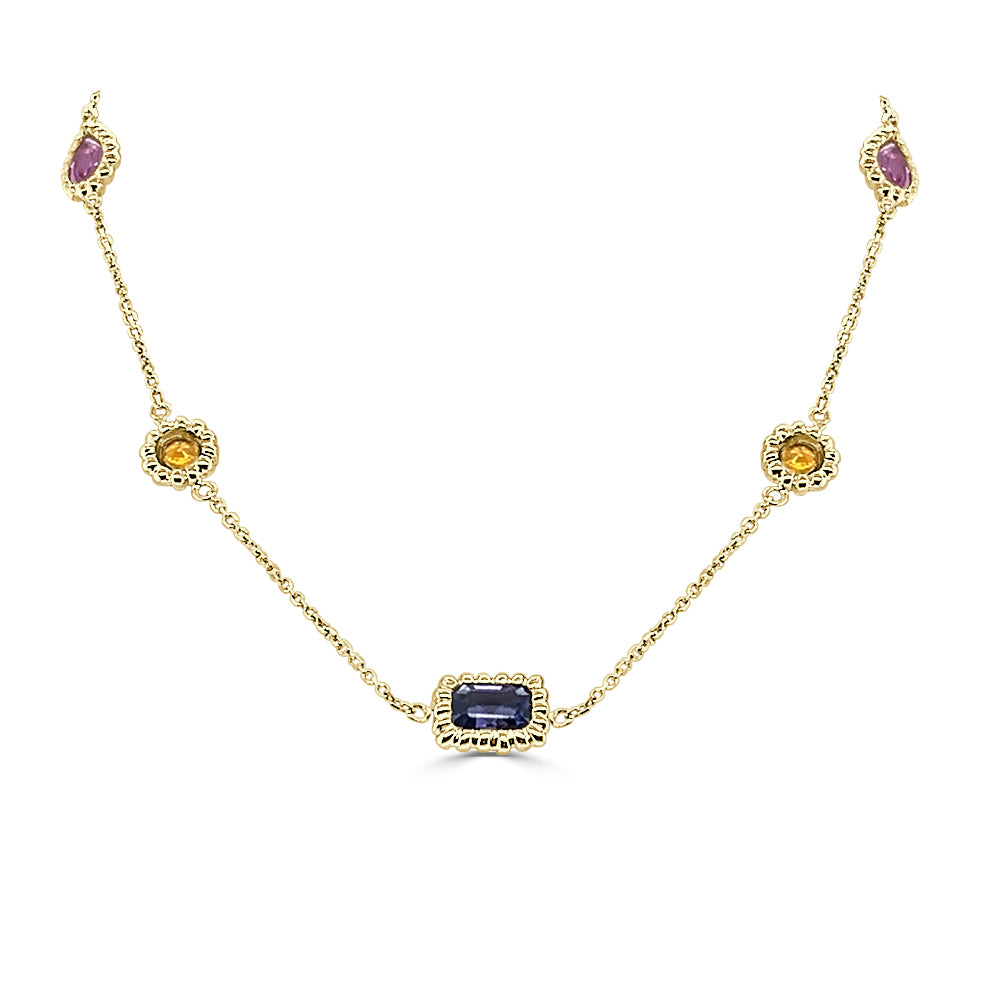 Multicolor 14K Yellow Gold Bracelet - Unique Shape and Design