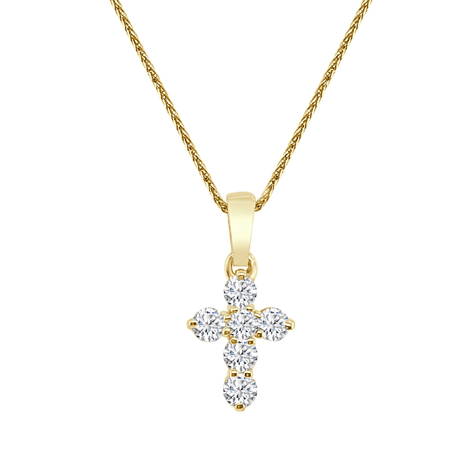 Dainty Brilliance: Petite 6 Stone Necklace in 14 Karat Yellow Gold with 0.48 Carat Natural Diamond