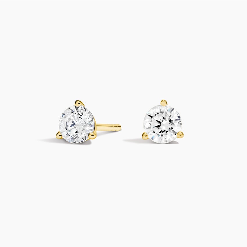 14K Yellow Gold Solitaire Studs with 1.08 CTW Lab Diamonds