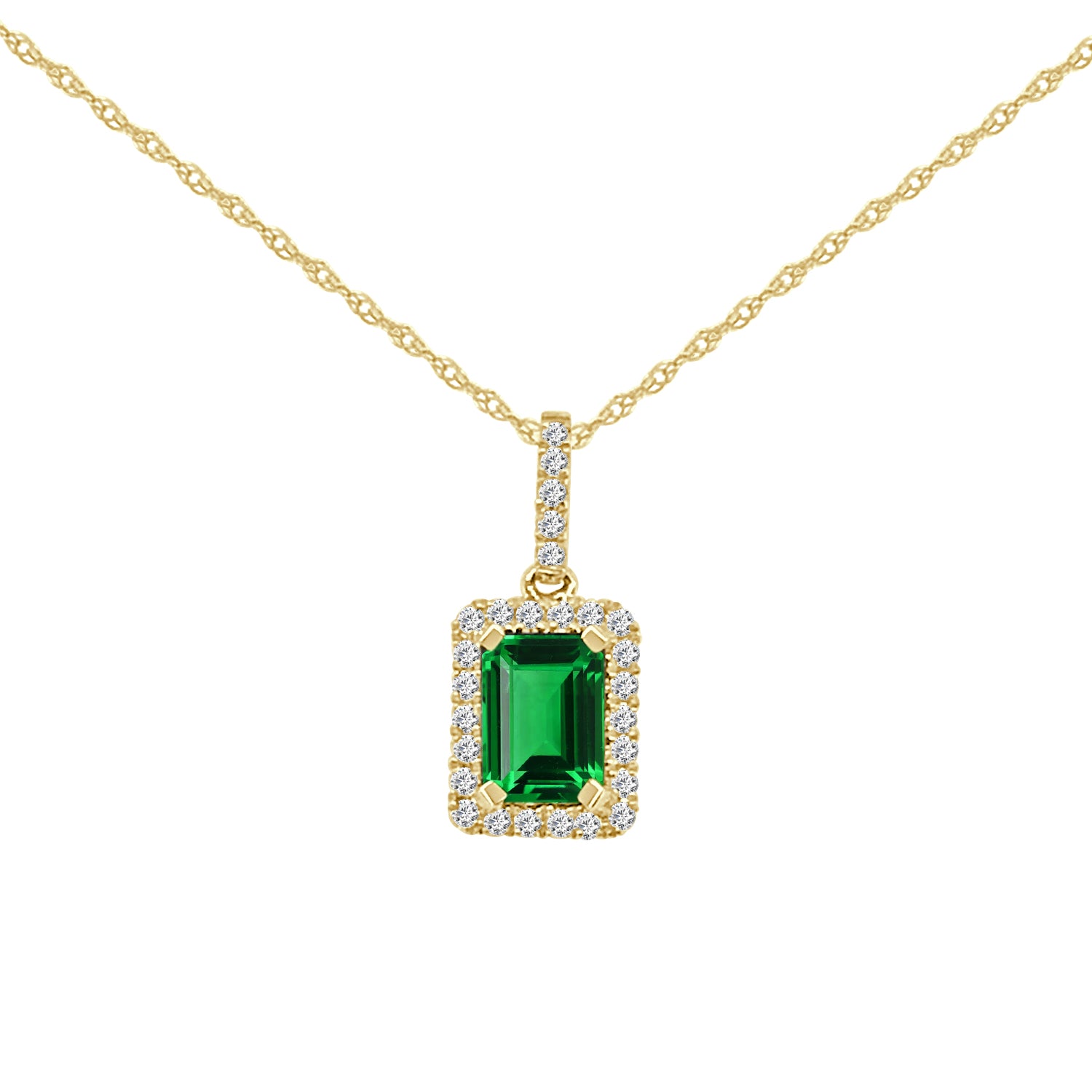 14K Yellow Gold Halo Tourmaline Necklace with 0.93 Carat Stone