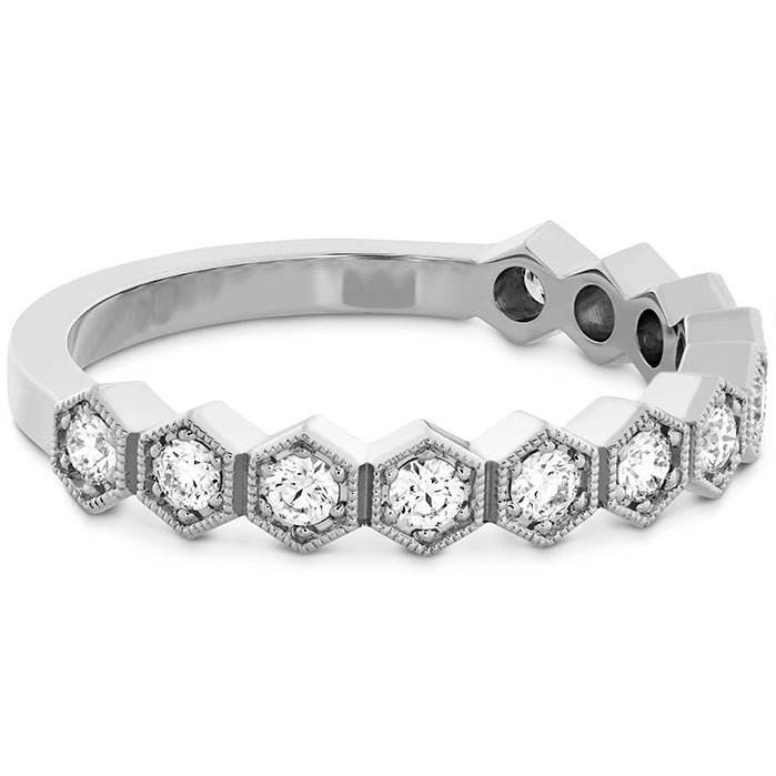 Hexagonal 18 Karat White Gold Wedding Band with Natural Diamond (0.37 carats)