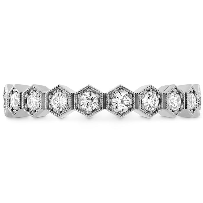 Hexagonal 18 Karat White Gold Wedding Band with Natural Diamond (0.37 carats)