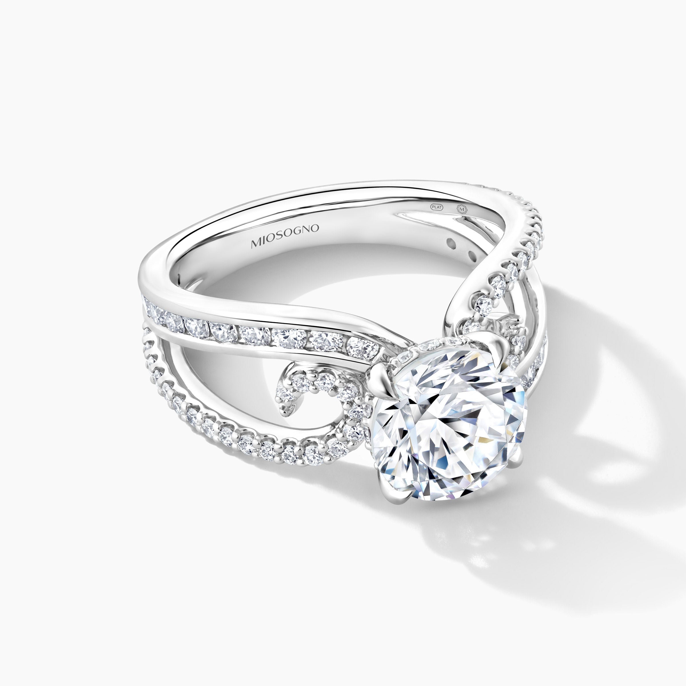 Platinum SMP Channel + Prong Diamond Split Shank Engagement Mounting