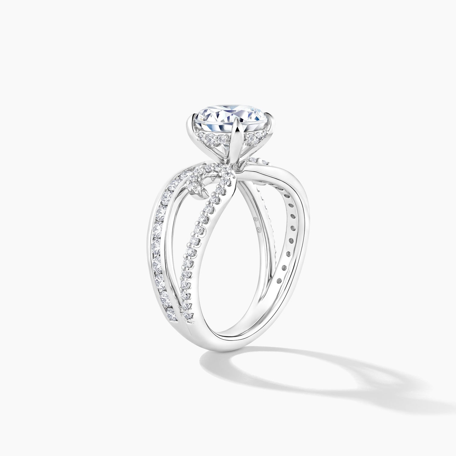 Platinum SMP Channel + Prong Diamond Split Shank Engagement Mounting