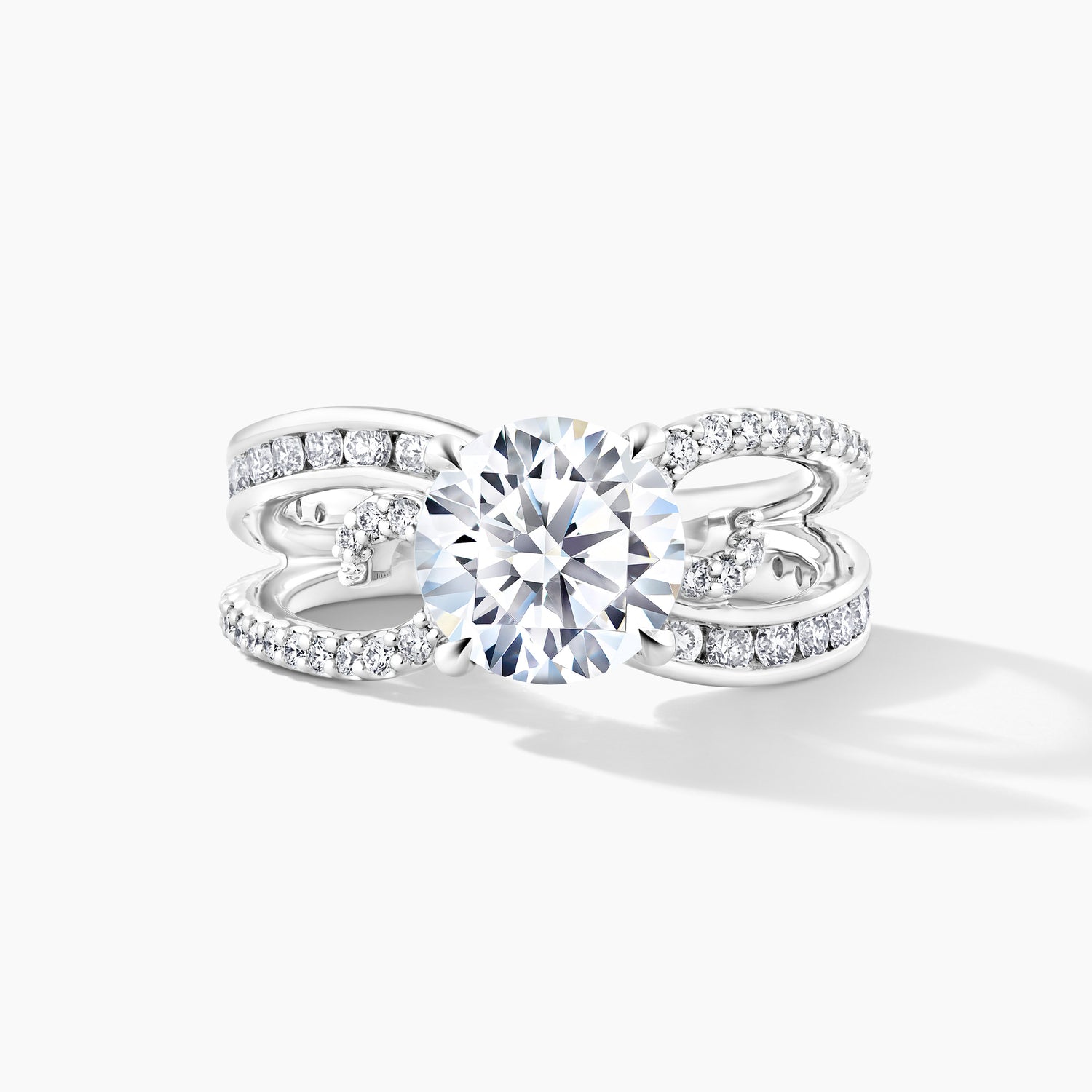 Platinum SMP Channel + Prong Diamond Split Shank Engagement Mounting