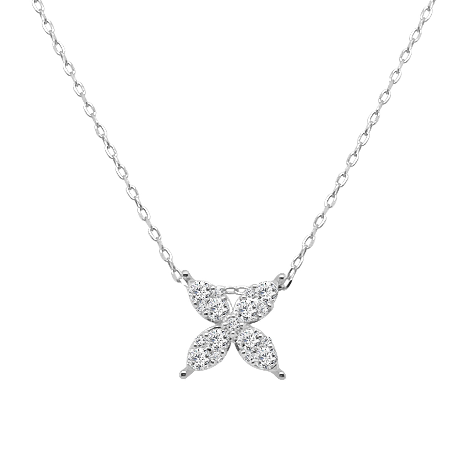 Floral Diamond Necklace in 14 Karat White Gold - 0.50 Carat Natural Diamond