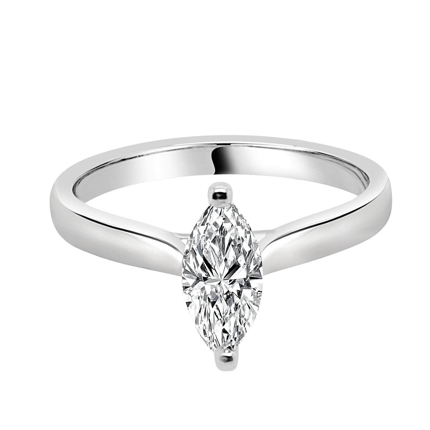 14K White Gold Marquise Diamond Engagement Ring - 0.46ct