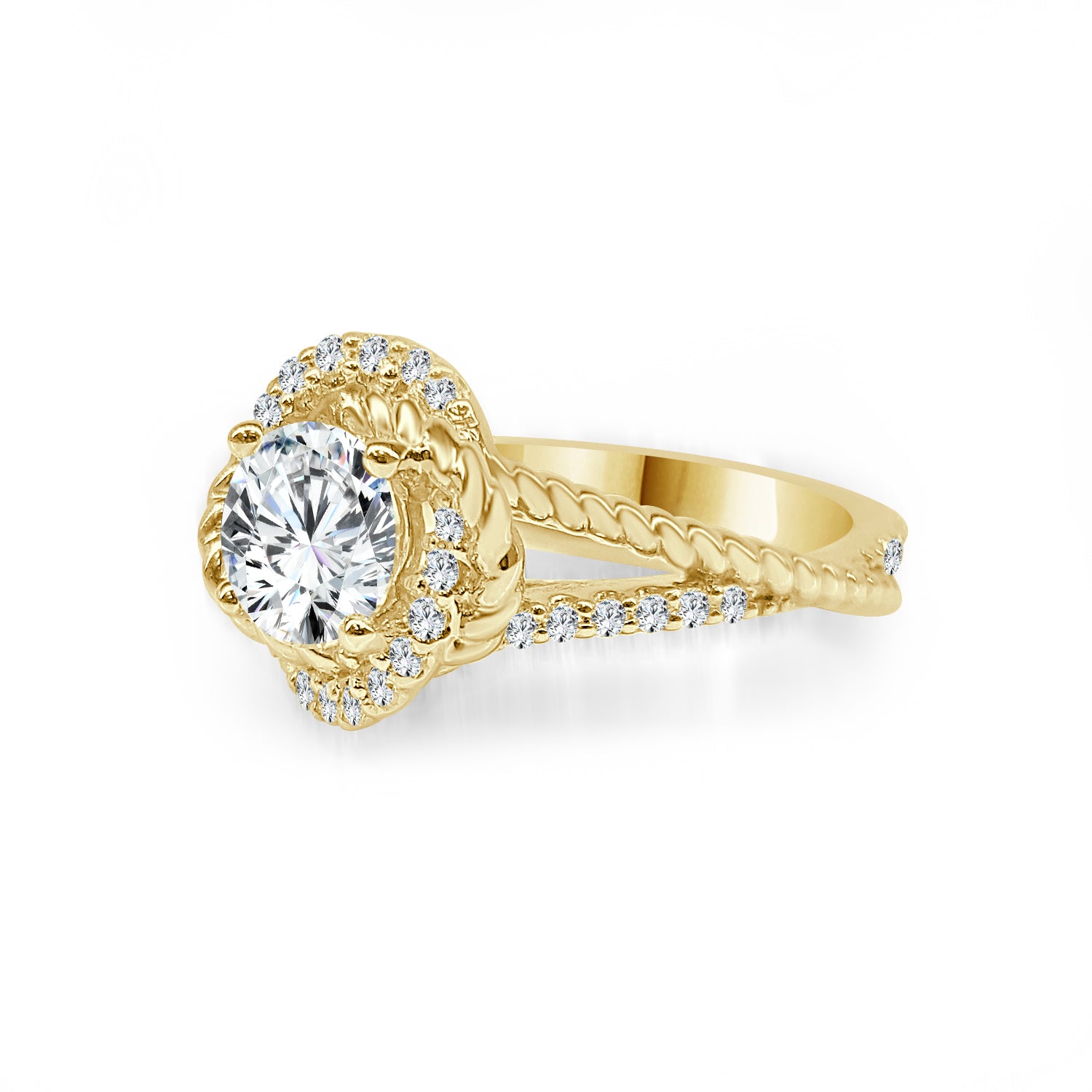 Rope Twist 14K Yellow Gold Engagement Mounting Ring