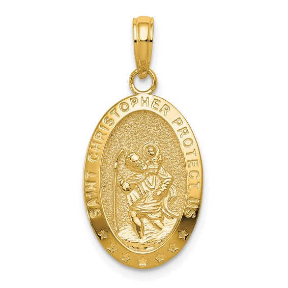 14K Yellow Gold St. Christopher Medal Pendant with Charm