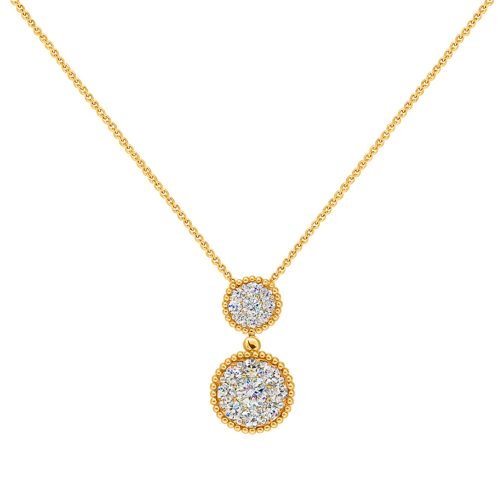 14 Karat Yellow Gold Floral Slider Necklace with Natural Diamond Round Shape 0.75 ct