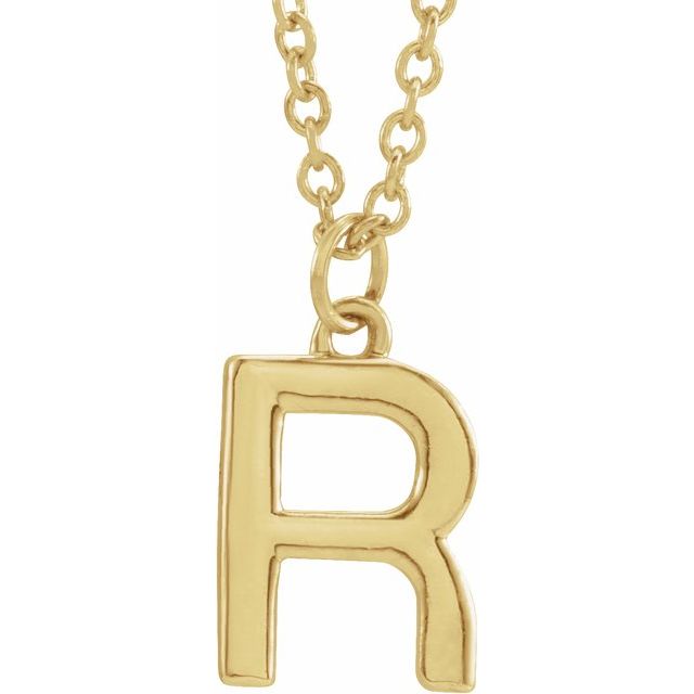 14 Karat Yellow Gold Initial R Necklace