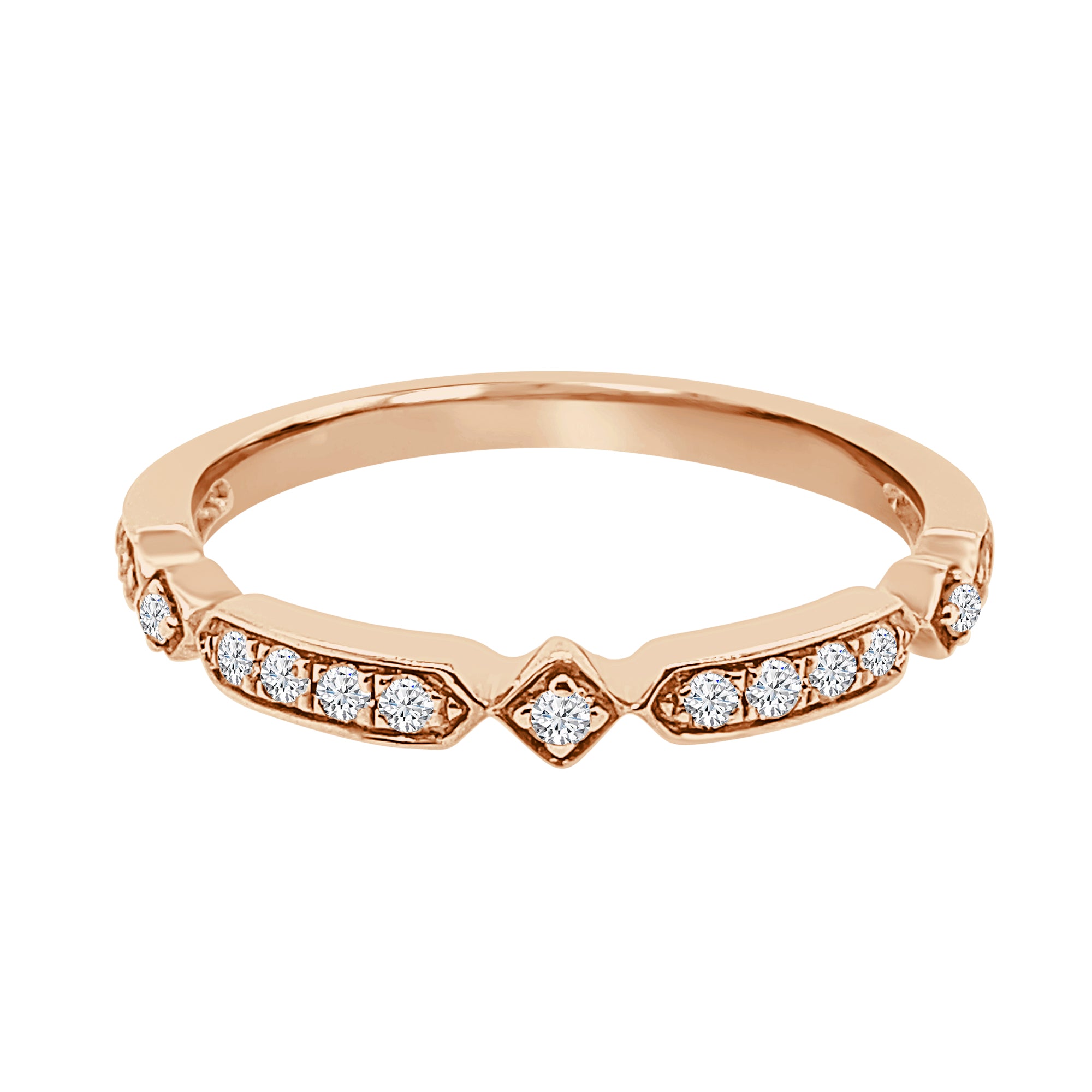 0.18 ct Natural Diamond Wedding Band in 14 Karat Rose Gold