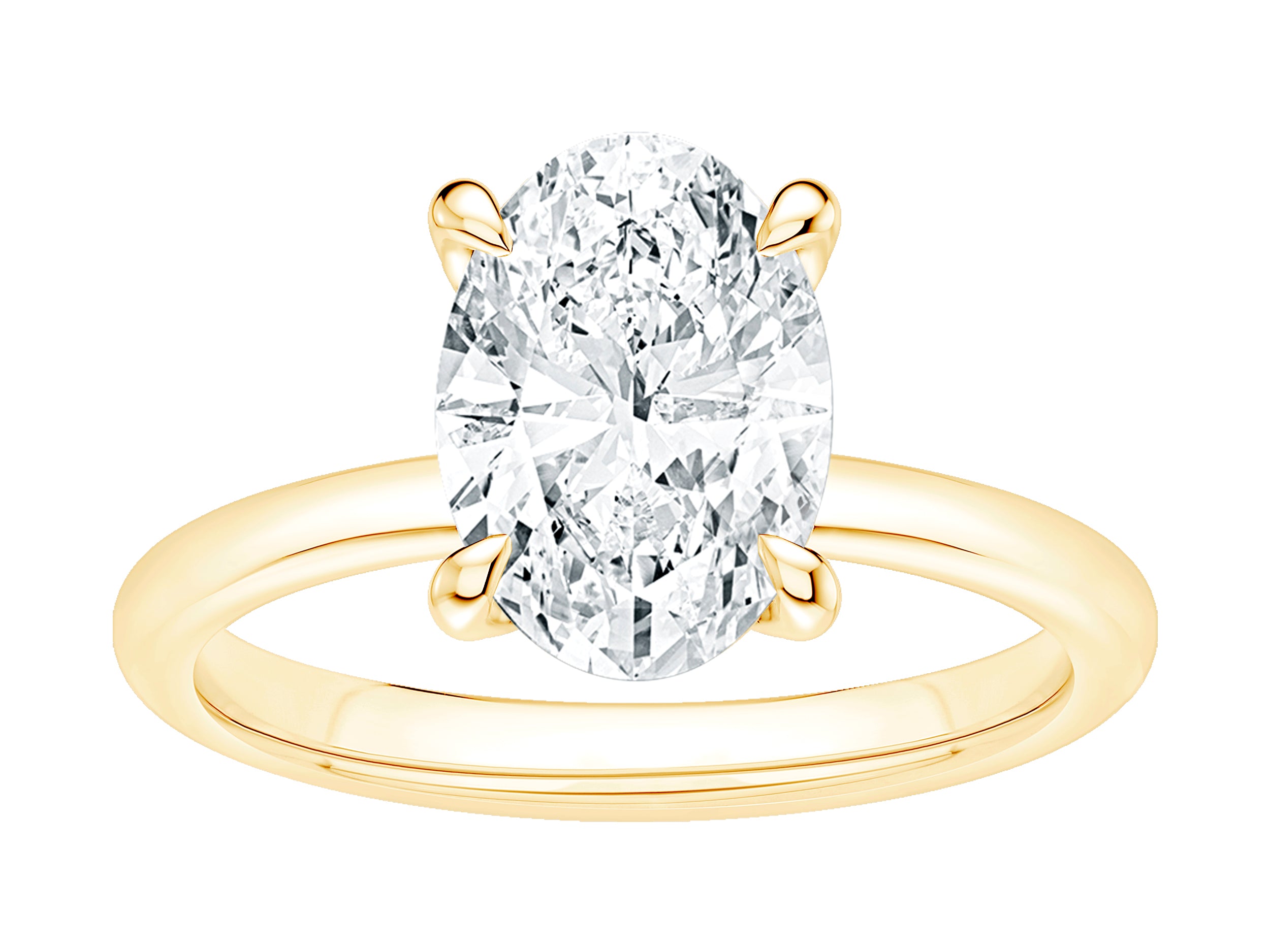 Oval Lab Diamond Engagement Ring in 14 Karat Yellow Gold (3.00 Carats)