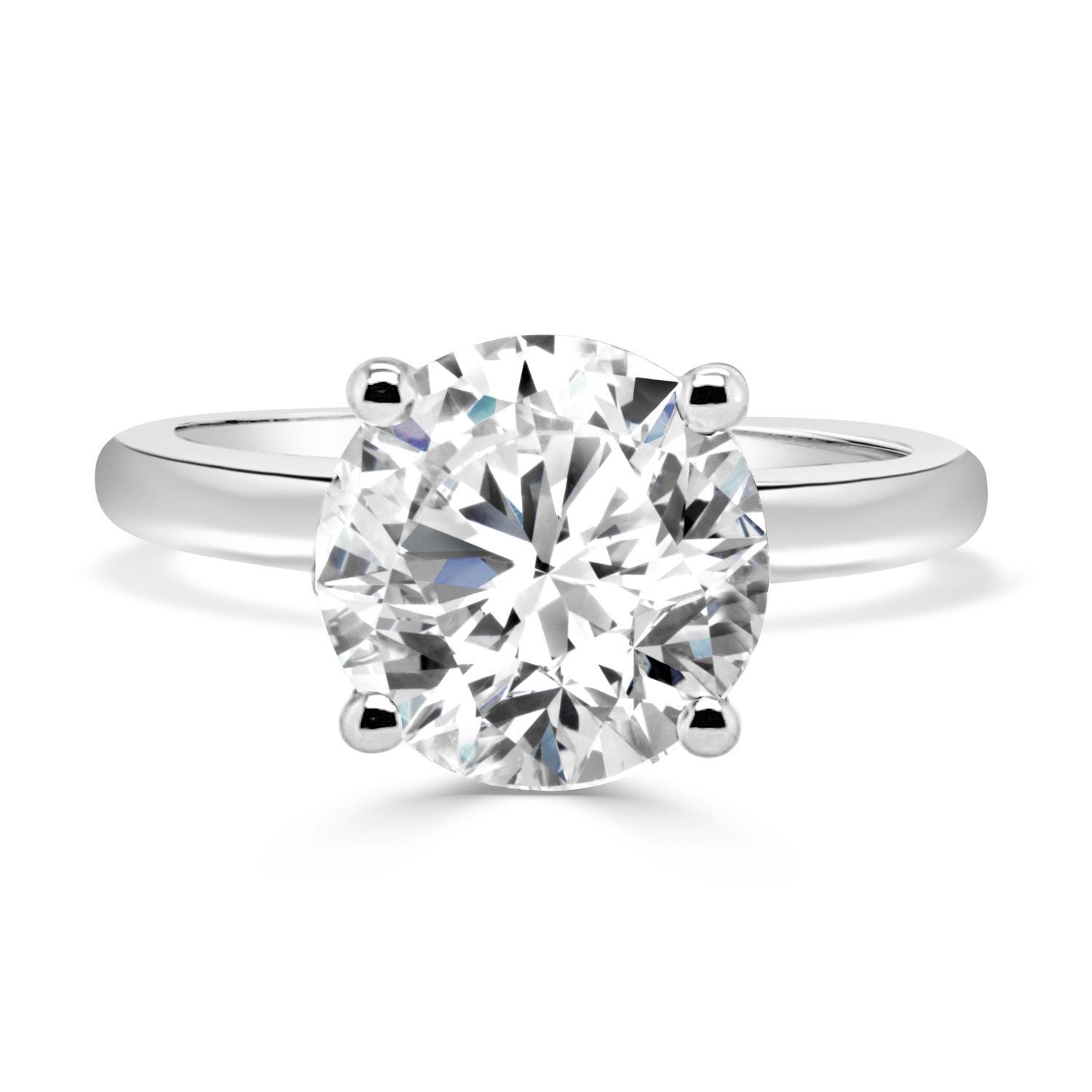 14K White Gold Round Lab Diamond Engagement Ring - 3.01 Carats