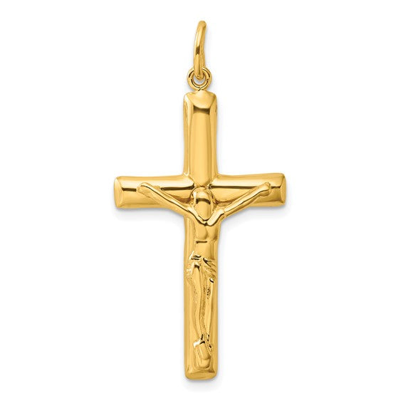 Gold-Tone Crucifix Cross Pendant Necklace in Sterling Silver