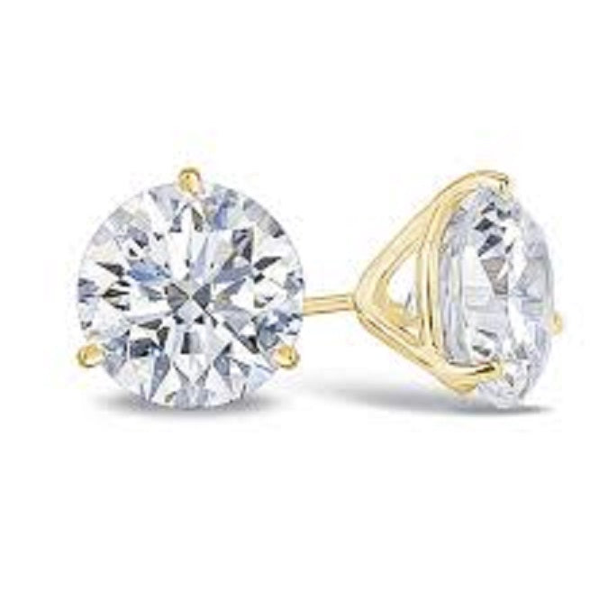 Martini Solitaire Studs in 14 Karat Yellow Gold with Round Lab Diamond – Only Diamond Gemstone