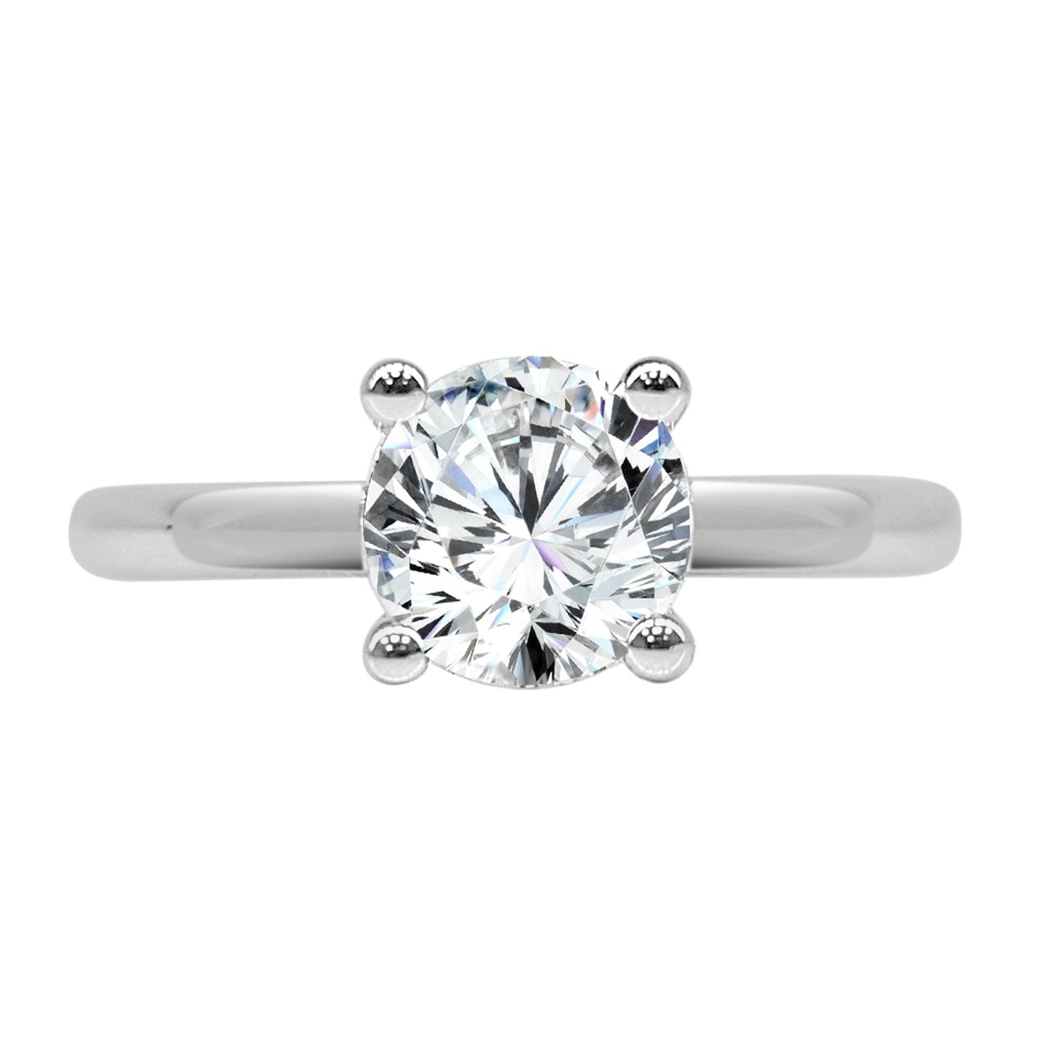 14K White Gold Natural Diamond Round Shape Engagement Ring - 0.47 Carat