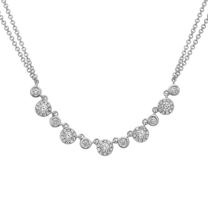14K White Gold Natural Diamond Necklace - 0.56 Carat